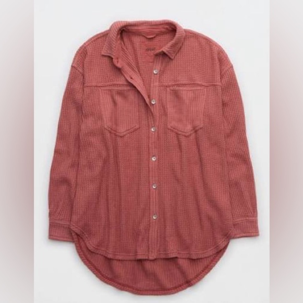 Aerie Women's Pink Button Down Shirt